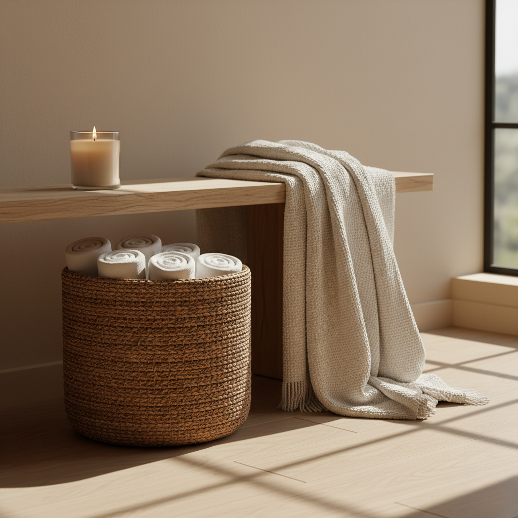 Runder geflochtener Aufbewahrungskorb