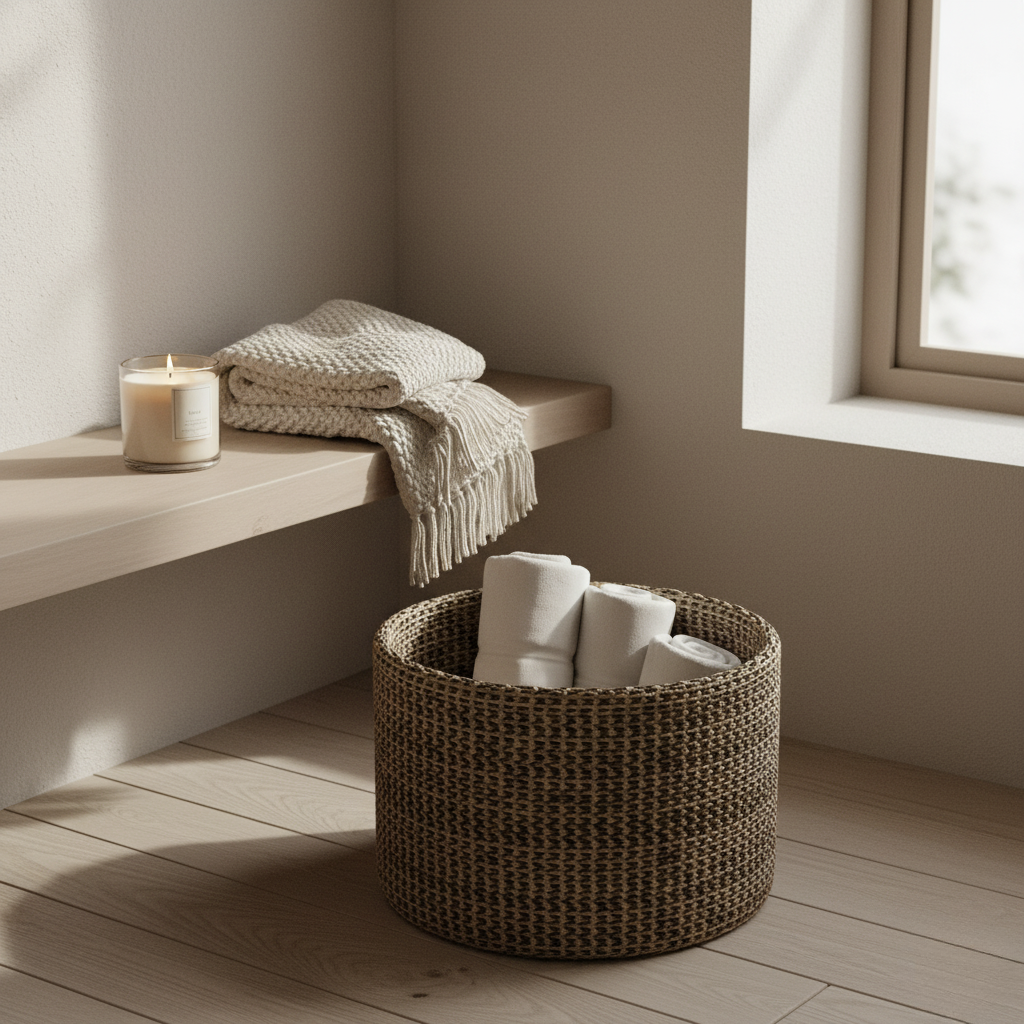 Runder geflochtener Aufbewahrungskorb